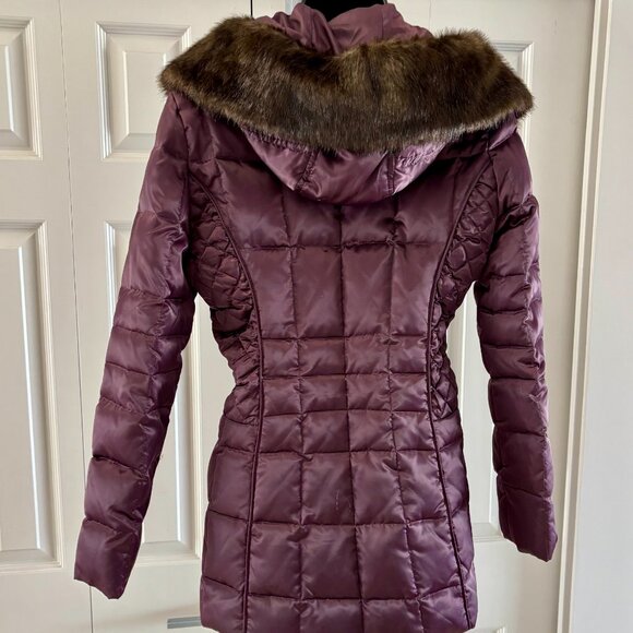 Laundry by Shelli Segal Plum Puffer Coat with Detachable Faux Fur Collar XS - Picture 3 of 10